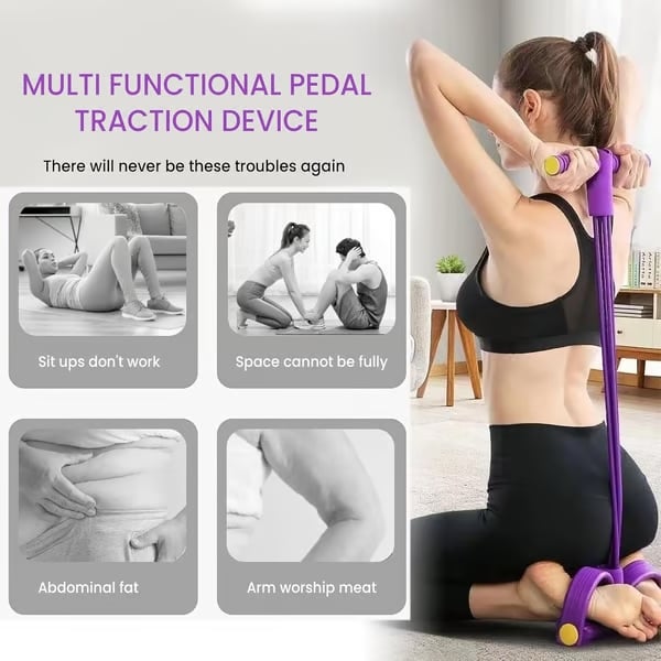 💪2026 New - 8-Tube Pedal Resistance Device with Handles, Detachable And Adjustable Pedal Resistance Device,Natural Rubber Foot Pedal Resistance Bands, Fitness Resistance Bands for Abdomen, Waist, Arm, Leg